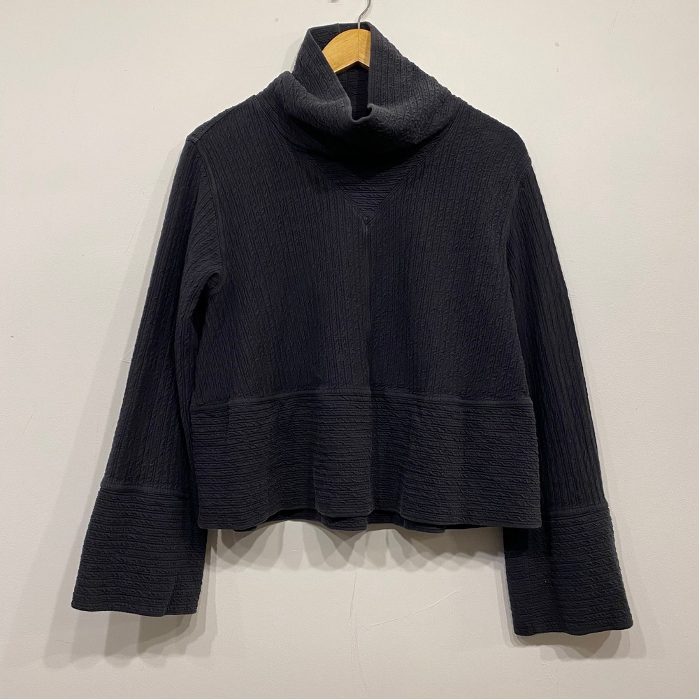 Lululemon On the Move Cowl Neck Pullover Sweater Black Textured Knit Medium